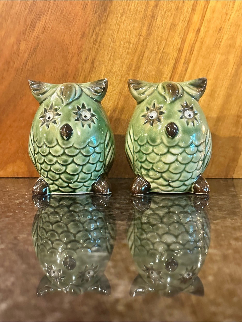 Vintage Ceramic Owl Salt & Pepper Shakers - Made in Japan